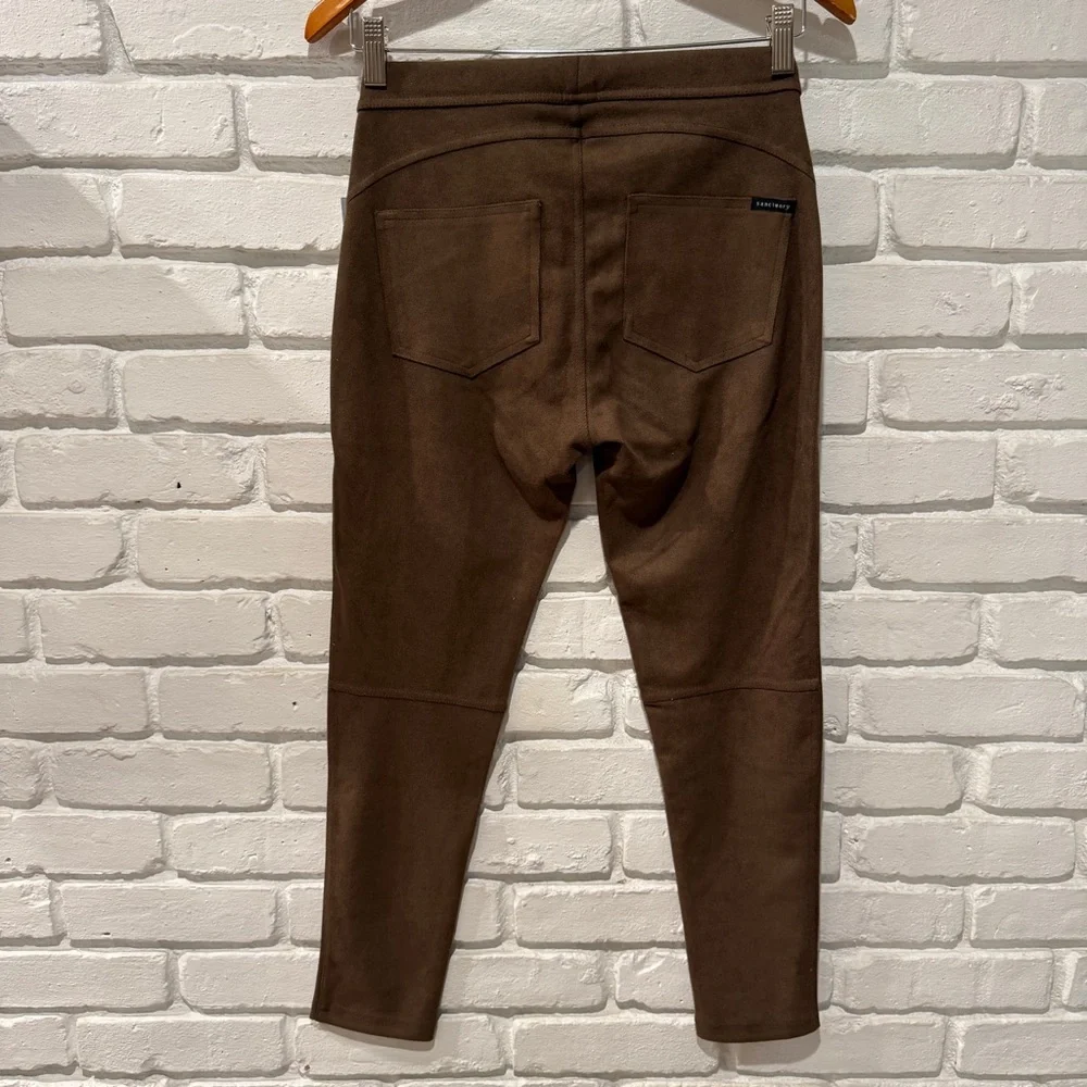 Sanctuary x Anthropologie Brown Faux Suede Pants SP Petite High Rise Skinny NWT